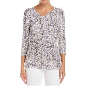 CAbi Double Draped Animal Print Top Size M